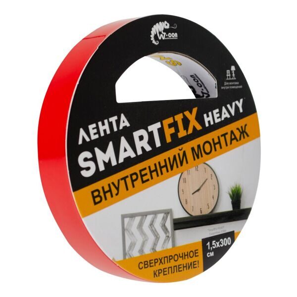 Сверхсильная лента для внутреннего монтажа W-con SmartFix HEAVY, 1,5*300см, прозрачная